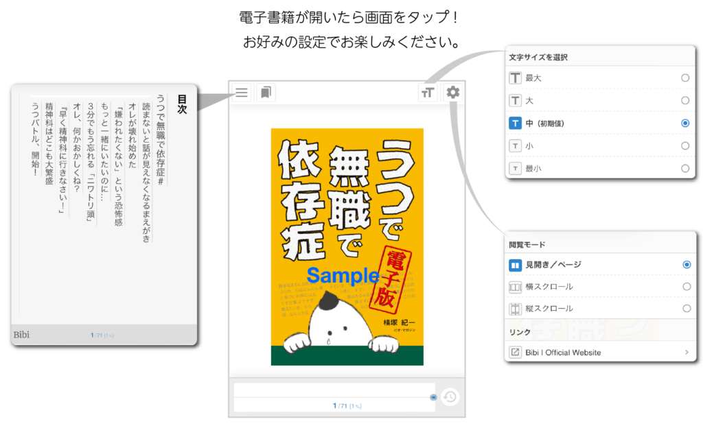 電子書籍の設定方法の画像